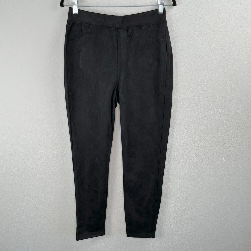 Philosophy Anthropologie Black Faux Suede High Rise Leggings Pockets NWT Medium